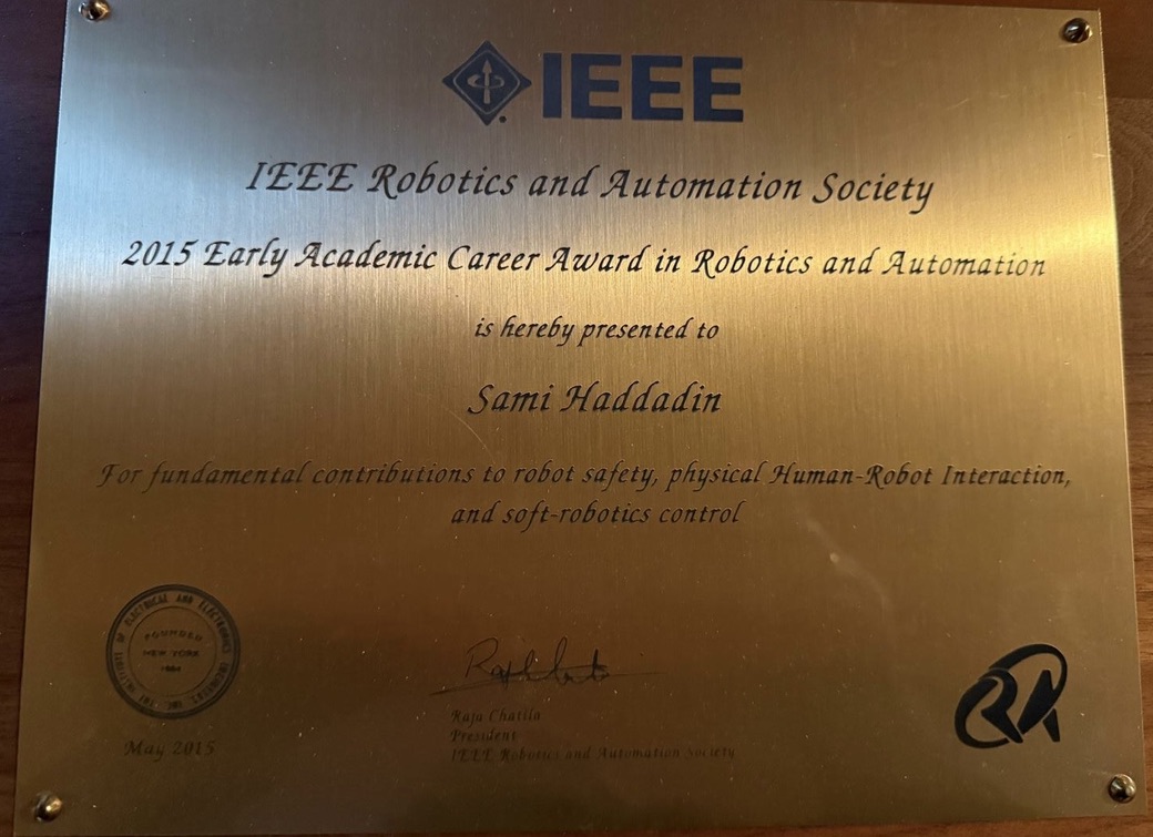 IEEE RAS Early Academic Career Award in Robotics and Automation
