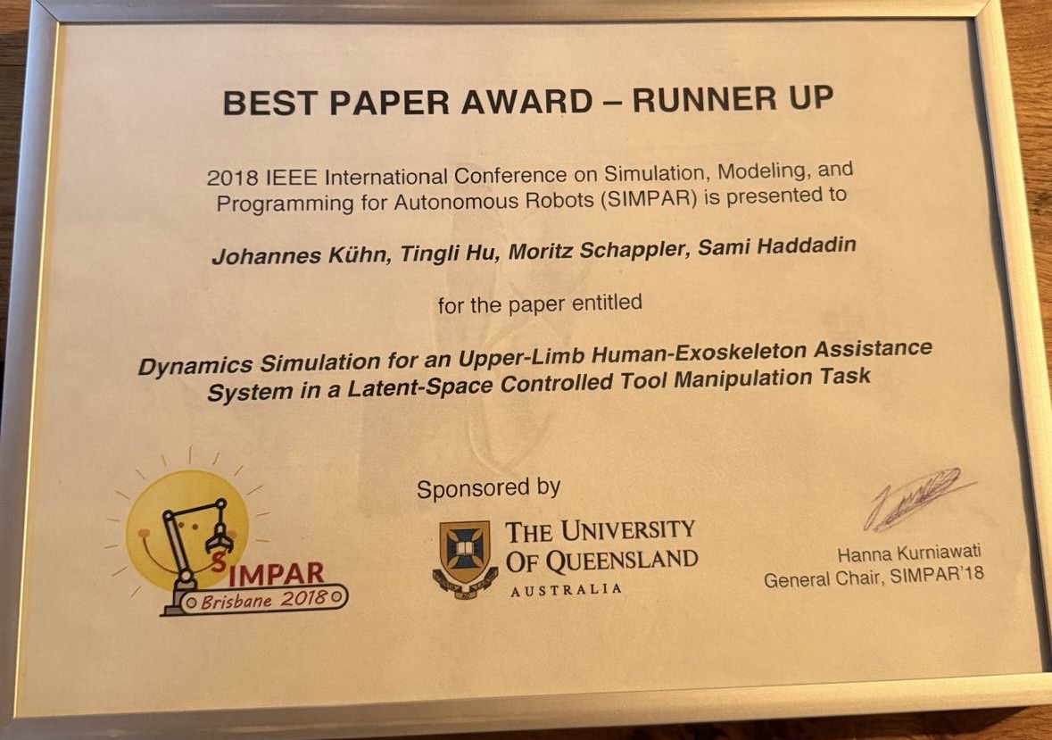 IEEE SIMPAR Best Paper Award — Runner Up