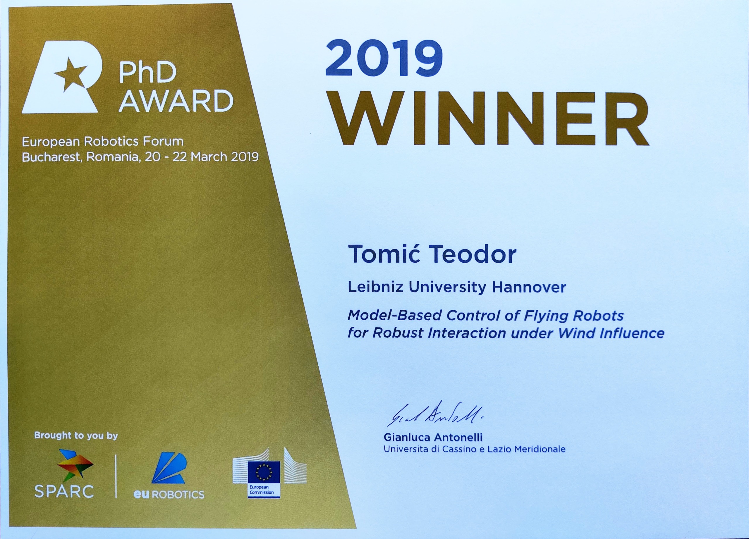 Georges Giralt PhD Award — Winner: Teodor Tomić